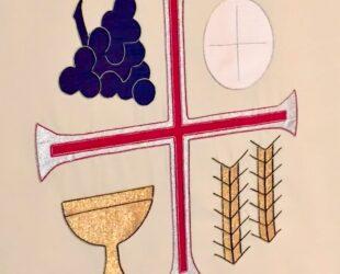 Altar Frontal with Cross and symbols of Holy Communion